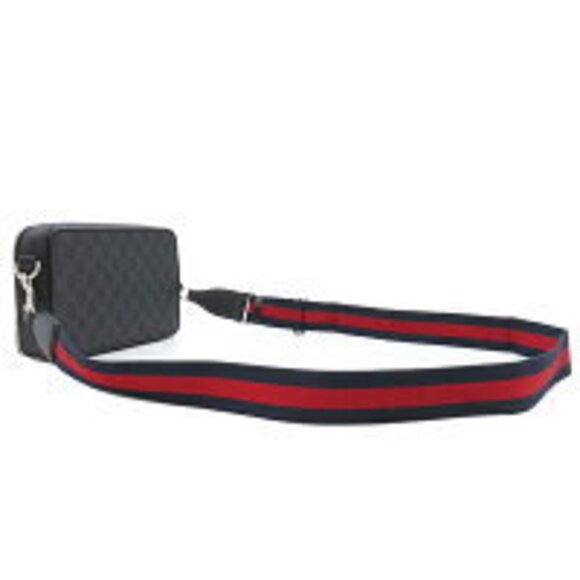 Gucci GG Black Shoulder Bag Supreme Canvas Blue Red Web Stripes - Picture 2 of 8